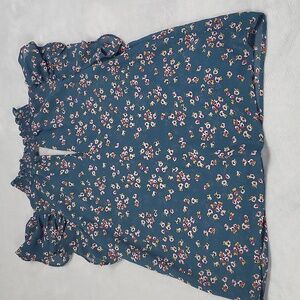 NWOT Teal Green Ruffle-Sleeve Top